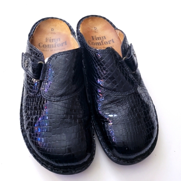 Finn Comfort Womens EU 30 US 9 Mule Black Patent Leather Slide Clog Slip On Shoe - Picture 1 of 8